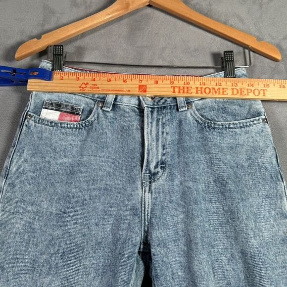 Tommy Hilfiger Girls Jeans Size 14 Light Wash Tapered Leg Frayed Hem High Rise - Picture 3 of 16